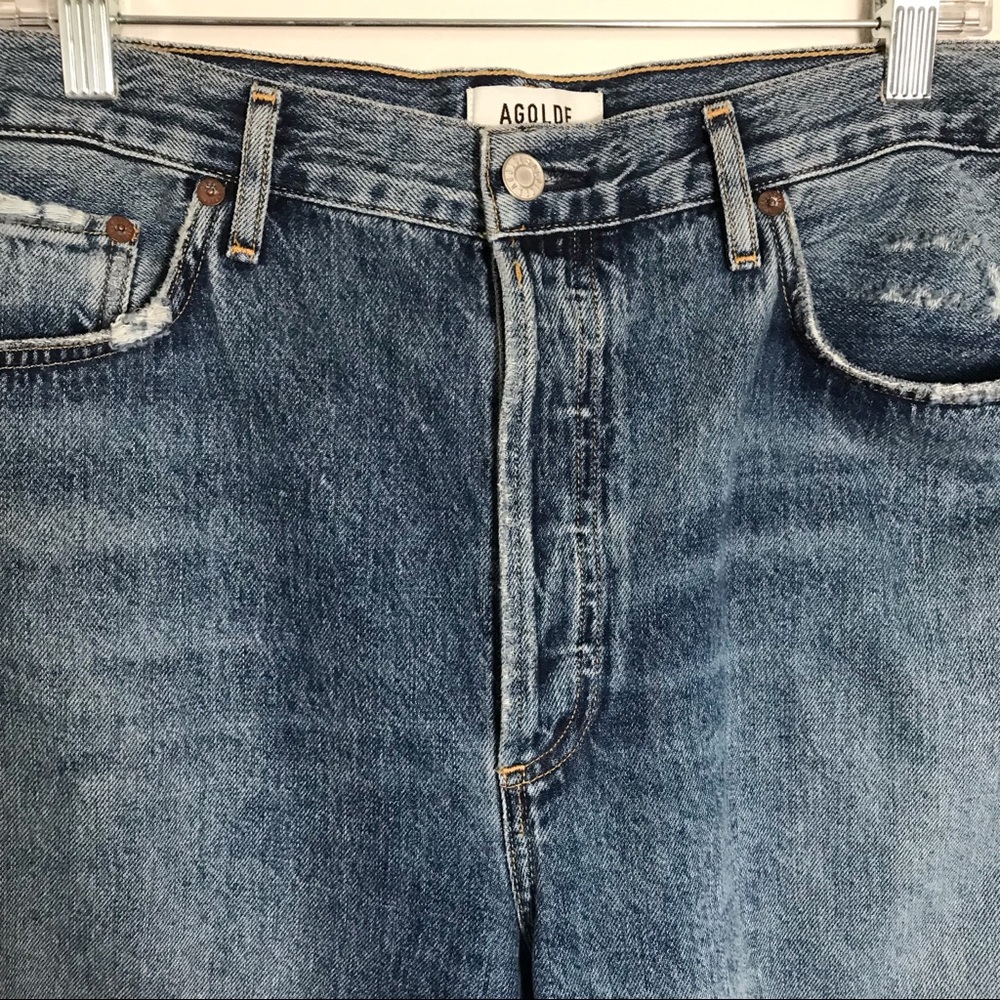 Agolde Riley High Rise Button Fly Straight Crop Jeans in Frequency Size 32 - Picture 4 of 16